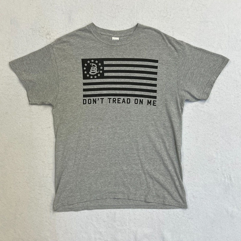 Mens Dont Tread on Me US Navy Gray Short Sleeve Graphic Tee T-Shirt Size Large